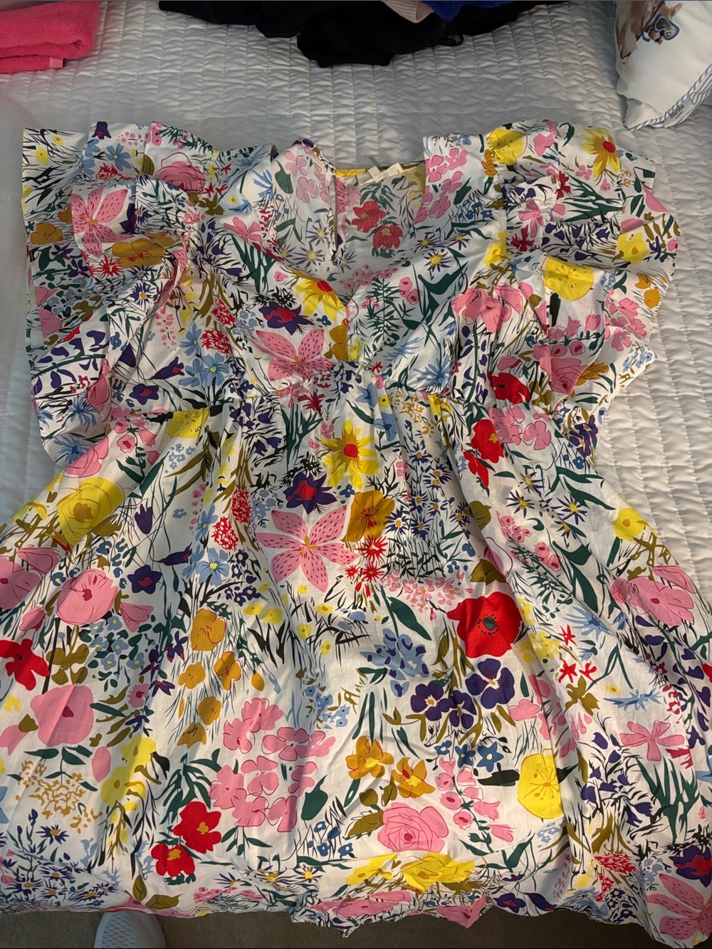 entro Floral Print Dress in Red, Pink, Yellow and Green